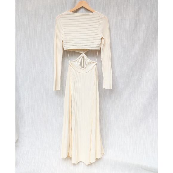 Cult Gaia Fergie Off White Cutout Ribbed-knit Midi Maxi Dress, size M - Picture 3 of 9